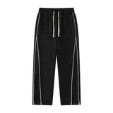 Retro Loose And Simple Color Collision Design Casual Trousers