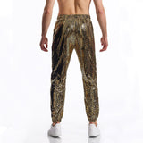 Men's New Round Wave Bronzing Hip Hop Glossy Casual Pants Men